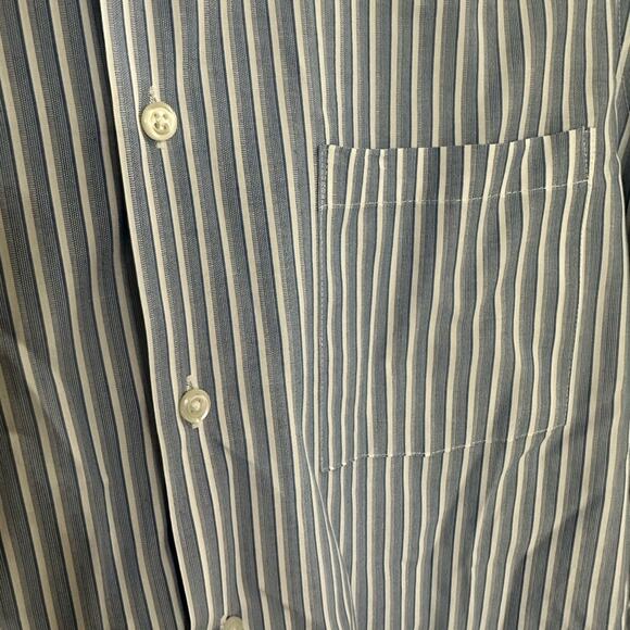 Van Heusen Mens Regular Fit Striped Dress Shirt 15 1/2 34/35 Blue Wrinkle Free - Picture 6 of 6